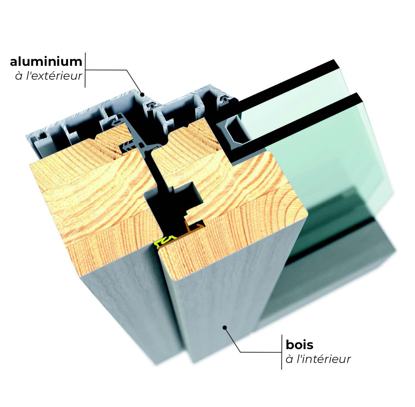 Bois Aluminium Échantillon de fenêtre en bois aluminium